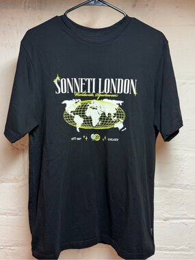 Men’s Black Graphic Tee - World Map Print